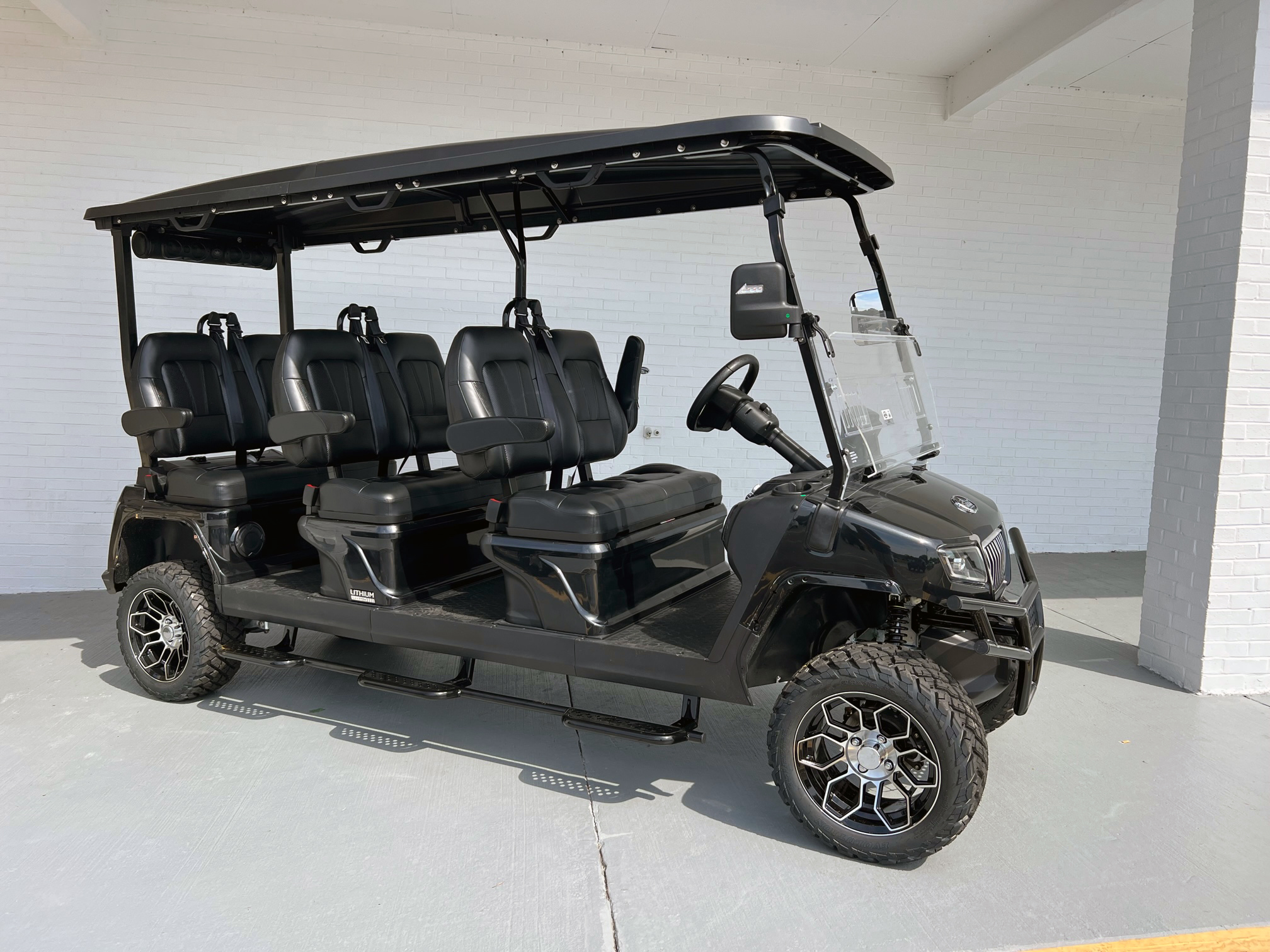 Black Evolution Maverick 6 Seater Golf Cart 